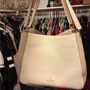 kate spade Cream Leila Pebbled Leather Shoulder Bag